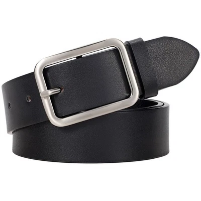 Ceinture Femme en Cuir Classique Ceinture Élégante avec Boucle Carrée - Photo 1/4