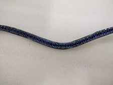 New Blue Color 3 Row Crystal Stone Brow-Band Leather For Horse Bridle.