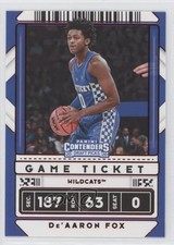 2020-21 Panini Contenders Draft Picks Game Ticket Red De'Aaron Fox #22 w1s