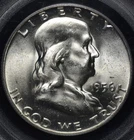 1956 FRANKLIN HALF DOLLAR PCGS MS 64 FULL BELL LINES, BRIGHT SILVER, HINT OF