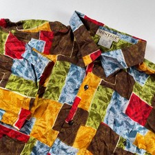 VTG Montage Pour Homme Mens XL Silk Shirt Short Sleeve Geometric Abstract