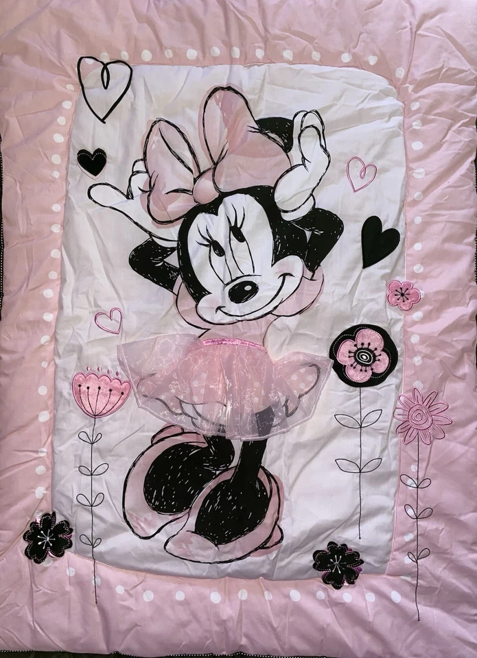 Colcha de edredom rosa para meninas Minnie Mouse berço cama infantil 42 x 33 - Imagem 2 de 4