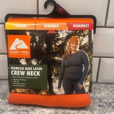 New Ozark Trail Womens S Base Layer Top Orange Seamless Ribbed Thermal Crew Neck