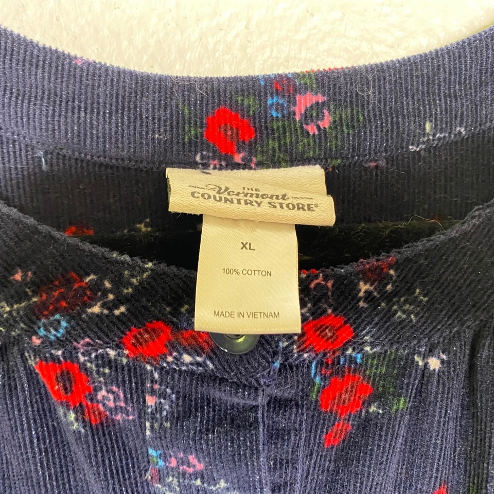 Vestido Vermont Country Store Para Mujer Pana Floral Cottage Core Boho Azul Talla XL Foto 4 de 4