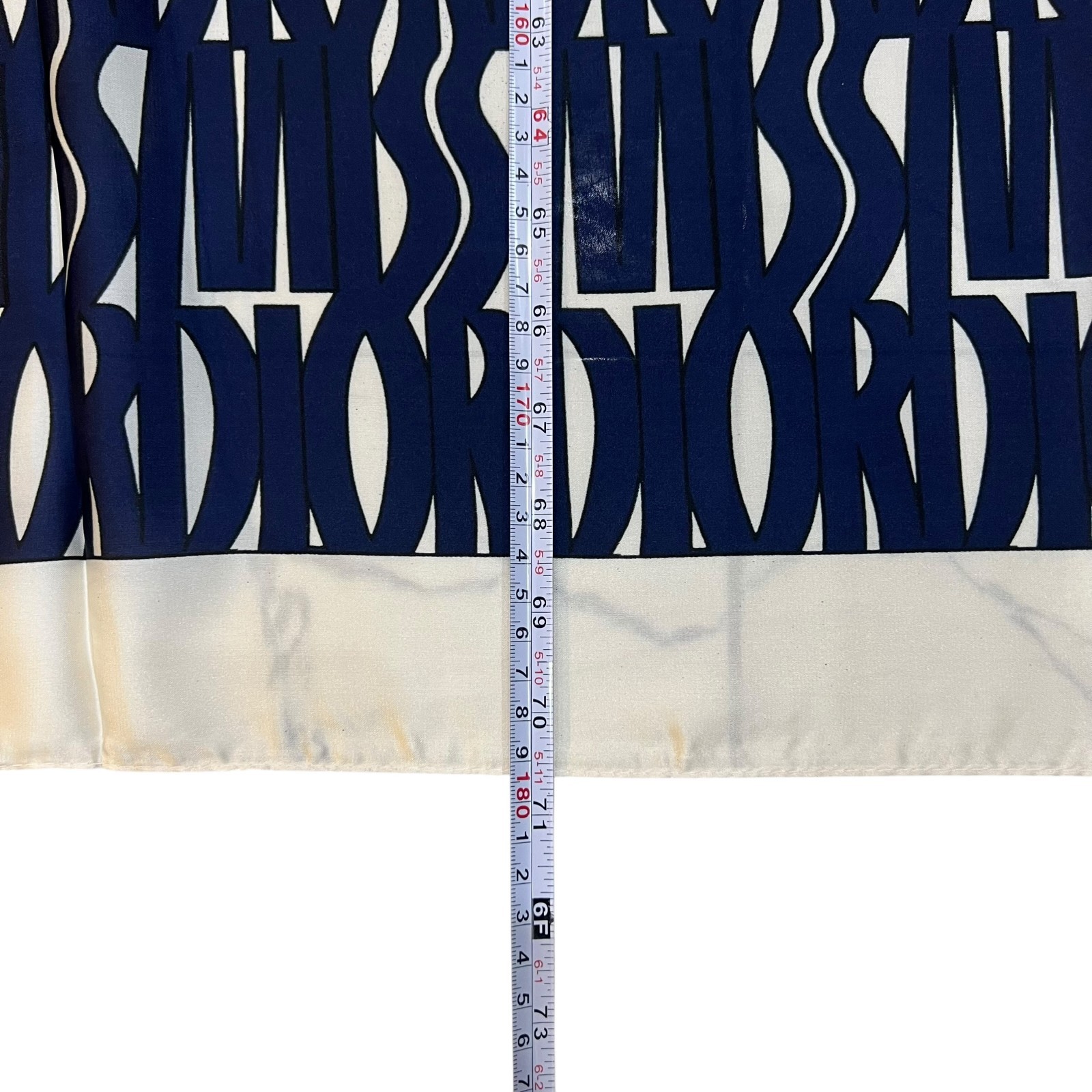 Christian Dior Trotter Monogram Silk Scarf Navy Blue White Made in Italy Authent thumbnail 17