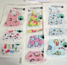 Lot of 10 Kids Designs Reusable Washable Fashion Cloth Face Masks w/ Ear Loops