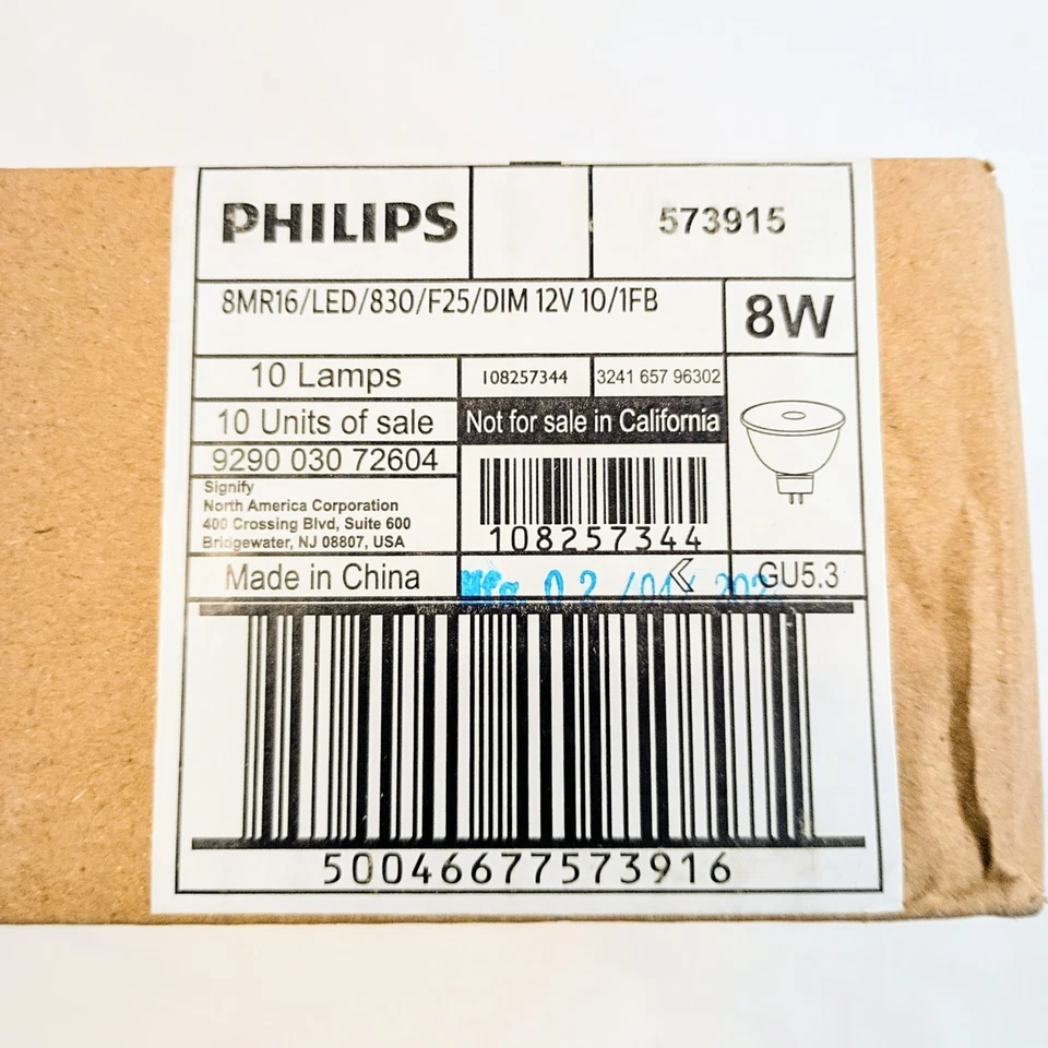 (10) PHILIPS 8MR16/LED/830/F25/DIM 12V 10/1FB LED, 8 W, 2-Pin (GU5.3) 573915 - Image 3 of 3