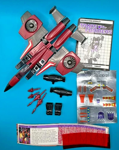 1984 THRUST  100% COMPLETE w/TECH SPEC G1 TRANSFORMERS UNUSED HIGH GRADE