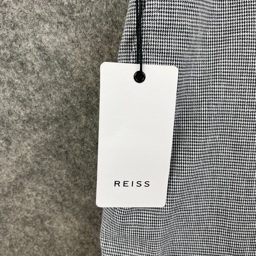 Reiss Trousers Mens 34 Grey Linen Blend Bottoms Slim Tapered Dogstooth Smart NWT - Picture 2 of 12