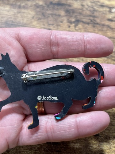 Broche prendedor arte pintado Joe Sam vintage Love Cat - firmado. Raro Difícil de Encontrar - Imagen 12 de 13