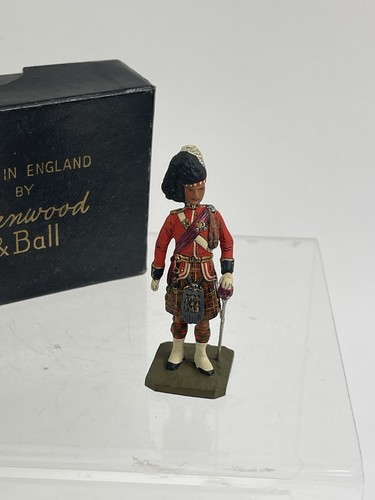 Vintage Lead 54mm Greenwood & Ball Cameron Highlander  Officer Toy Soldier W/box - Picture 3 of 12
