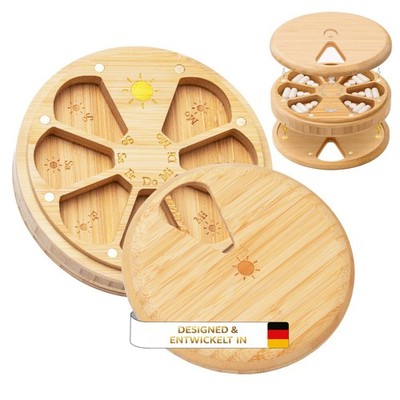 Premium Pillenbox aus Holz   doppelseitig, 7 Tage Tablettenbox, 125mm + 24K Gold