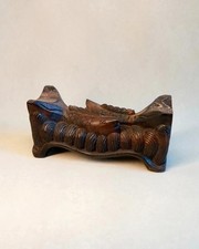 Solid Wood Handcrafted Carp Sculpture - Vintage Asian Art