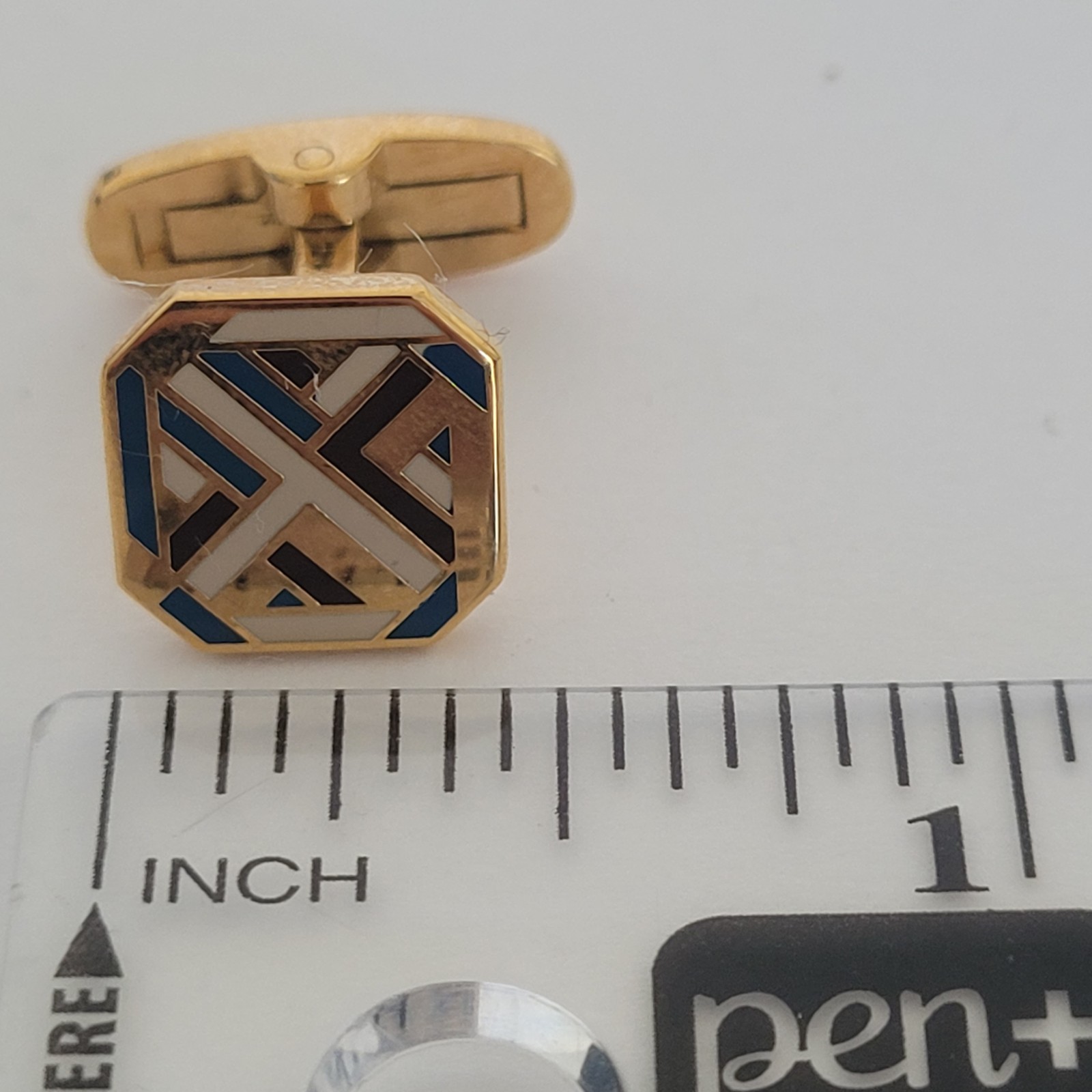 Givenchy Cufflinks Gold Multicolor Square Logo Vi… - image 5