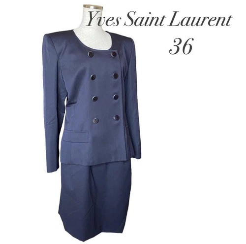 SAINT LAURENT (YSL) Bellissimo setup vintage Yves Saint Laurent Navy senza colletto taglia 36