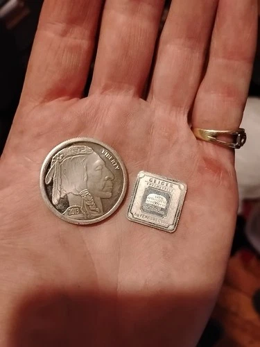 Half An Ounce 0.99 Fine Silver Buffalo Round +5  Gram Silver Geiger Bar