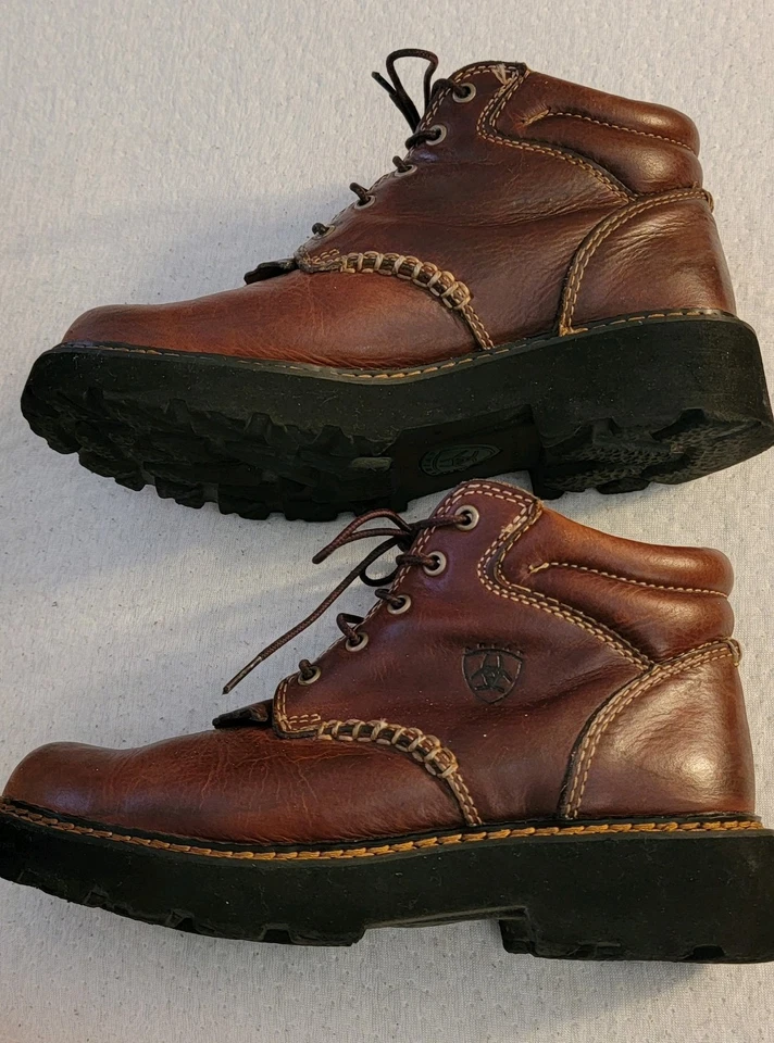 Botas de trabajo Ariat Canyon con cordones al tobillo para mujer talla 7B cuero marrón sendero de senderismo Foto 3 de 3