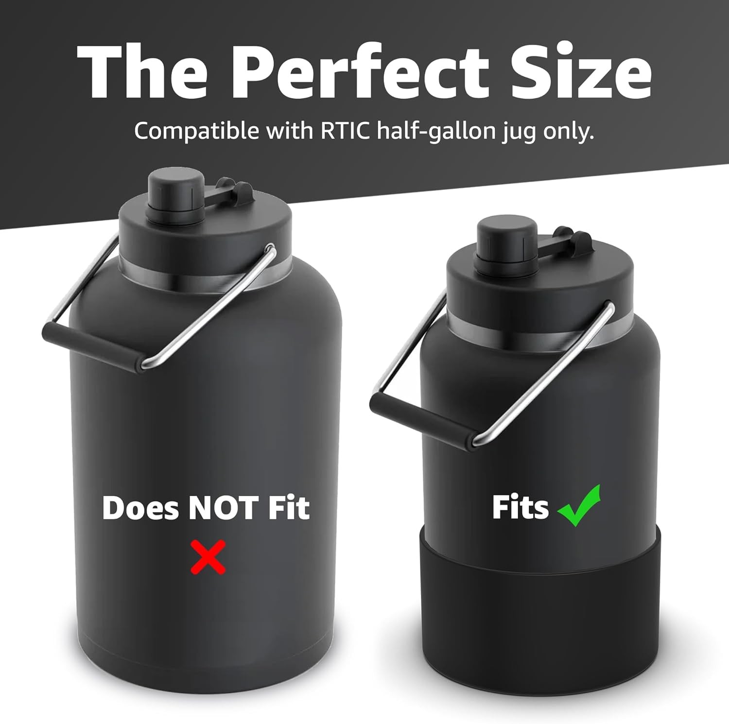 Jmoe USA Boot for RTIC Jug | Silicone Sleeve Half-Gallon, Black, Half-Gallon 