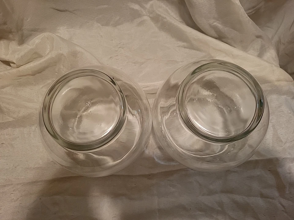 2 jarrones de vidrio transparente con borde de volantes cuencos jarrones vela globo redondo 5 X4 pulgadas Foto 3 de 4