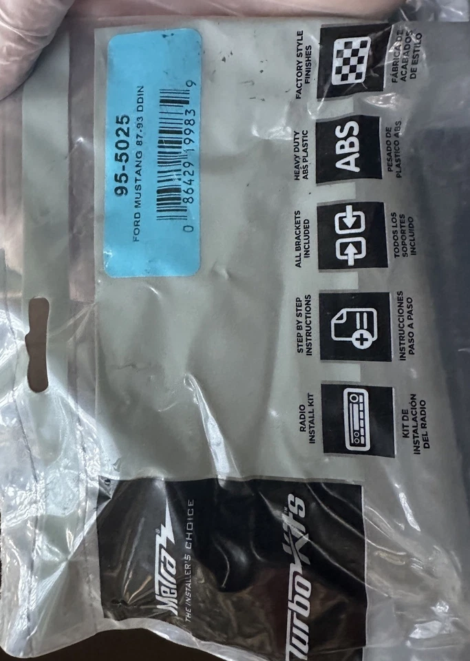 For 1990-93 Ford Mustang Radio Relocation Double Din Trim Bezel Mounting Kit US - Image 2 of 2