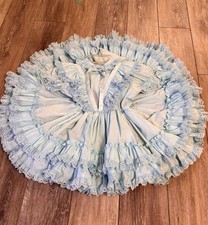 VINTAGE Betty Oden Dress Girls 4 Light Blue Pageant Lace Ruffles