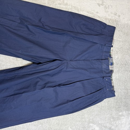 Vintage Polo Ralph Lauren Hose passt 35 x 35 blau Chino Schnalle hinten plissiert HERGESTELLT IN DEN USA - Bild 11 von 20