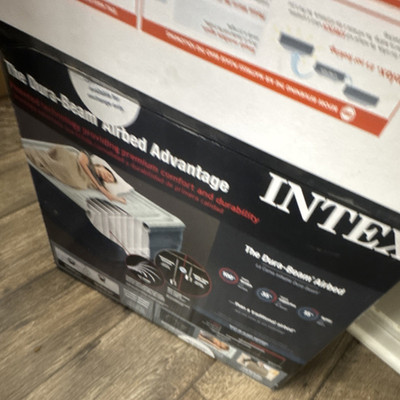 Intex Dura-Beam Air Bed Blue White Rectangle Adults Inflatable Mattress