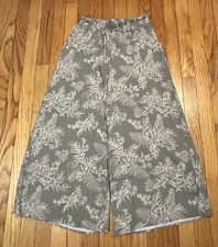 Final Touch Wide Leg Pull On Pants Floral USA Made Small Boho Beach Pockets
