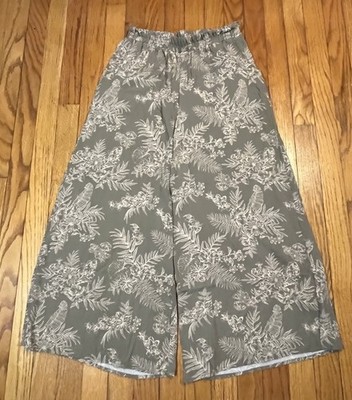 Final Touch Wide Leg Pull On Pants Floral USA Made Small Boho Beach Pockets