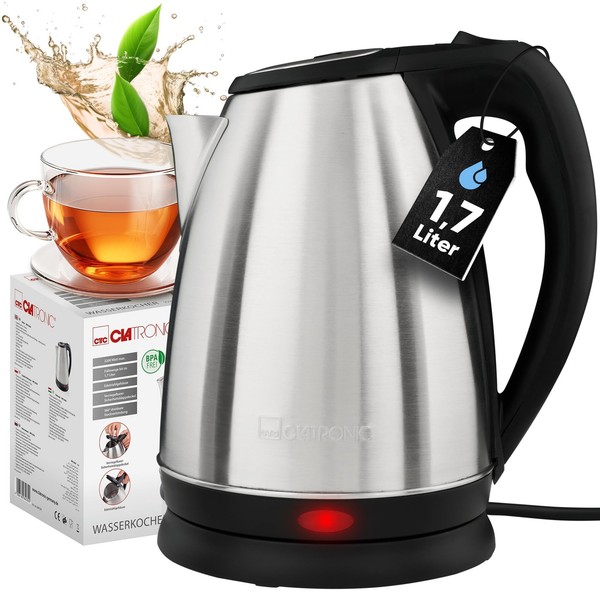 Clatronic Wasserkocher 1,7L Edelstahl 2200W Bpa-Frei WKS 3830 Mit-image