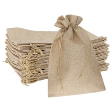 30 PCS 8 x 12 Inch Burlap Bags with Drawstring, Reusable Burlap Drawstring Gi...