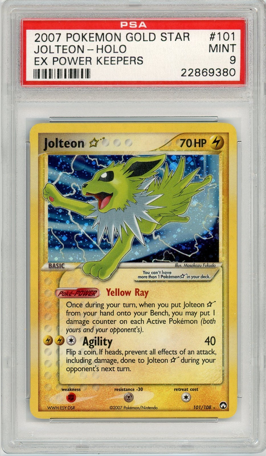 Pokemon Jolteon Gold Star #101 EX Power Keepers PSA 9 Mint
