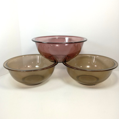 Set 3 Vtg PYREX Mixing Bowls All 1.5L 323 Made in USA *Flaws