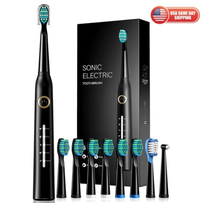 #ad #ad Sonic Electric Toothbrush Adults amp; Kid Rechargeable 8 Brush Heads 5 Smart Mode $17.99