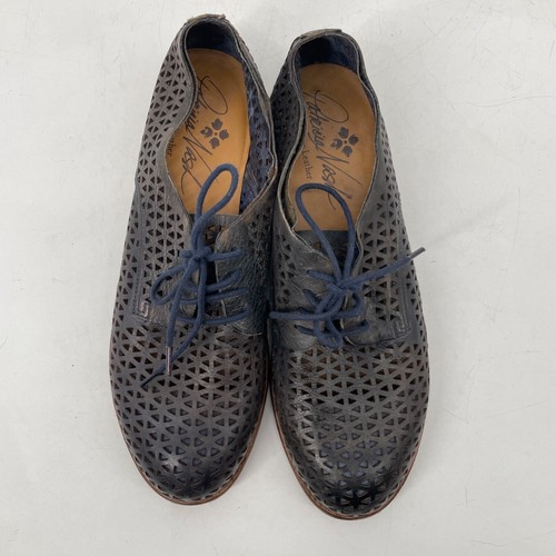 Patricia Nash womens 9 Sofia Geometric Perforated Lace-ups Leather Oxfords Navy - Picture 6 of 9