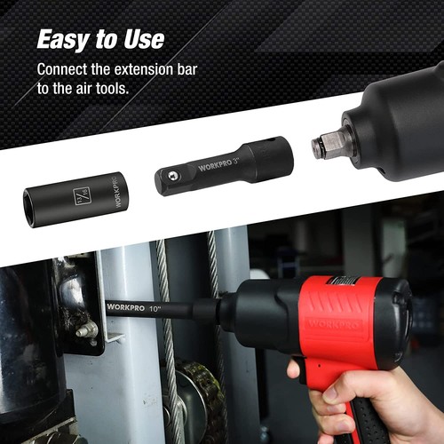 WORKPRO 9PC Impact Socket Driver Extension Bar Set 1/4" 3/8" 1/2 Drive Extension - Picture 6 of 12