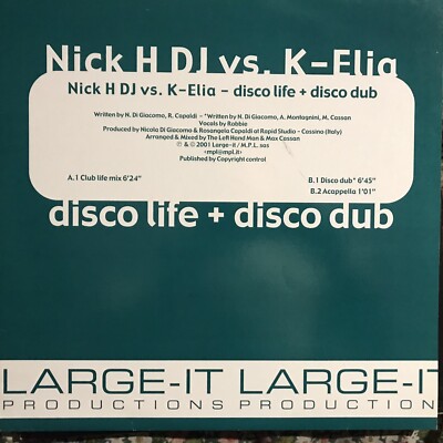 NICK H DJ vs K ELIA Life Disc Vinyl 12 Mix 2001 GROSS