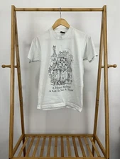 VTG 90s  A House Without A Cat Is Not A Home Feline Cute Witch House T-Shirt S