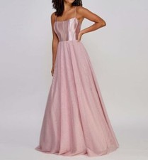 City Studio Women's Juniors Pink Metallic- Lace Corset A-Line Dress Size 7/8