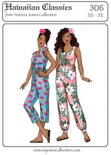 Loose-fit Jumpsuit w/Raised Waist XS-3X Victoria Jones Sewing Pattern # 306