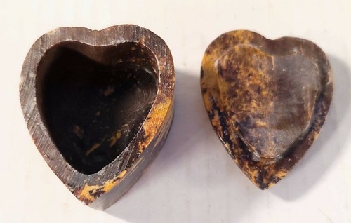 Hand Carved Heart-Shaped Soapstone Trinket Box - Picture 2 of 4
