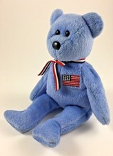TY Beanie Babies AMERICA Blue USA Teddy Bear Plush Red Cross Honoring 9-11