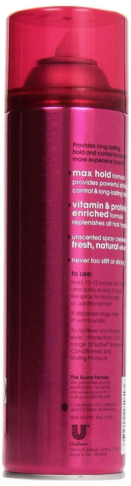 Suave аэрозоль спрей максимальная фиксация лак для волос без запаха, 11 унций - Изображение 3 из 4