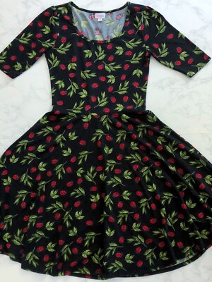 lularoe fit and flare dress LuLaRoe Pink Solid Fit & Flare Dress M, Pleated Zip, Knee Length, Short  Sleeve