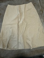 Talbots Beige Maxi Lined Side Zip Skirt Linen Blend Sz14 Waist 34 Length 29