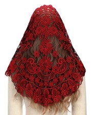 Triangle Christian Mantilla Veil Floral Lace Scarf with Hairclips Chapel Use