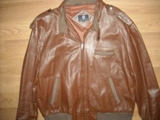 VTG 80s MENS 46 BROWN LEATHER RACER CAFE CLUB MEMBER JACKET ONLY