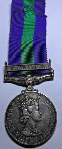 EIIR CAMPAIGN GENERAL SERVICE MEDAL SOUTH ARABIA CLASP TO STAFF SERGEANT RAPC - Picture 1 of 6