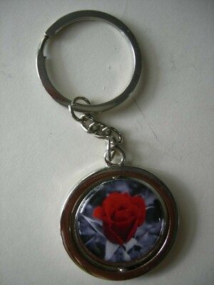 RED ROSE METAL KEY FOB KEY RING KEYRING KEY CHAIN | eBay
