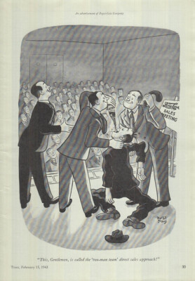 This is the two-man team direct sales approach Pepsi-Cola ad 1943